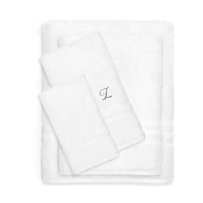 Linum Home Textiles Denzi Monogram Towel Collection 4-pc. Bath Towel Set In White