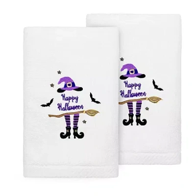 Linum Home Textiles Halloween 2-pc. Embellished Hand Towel In White