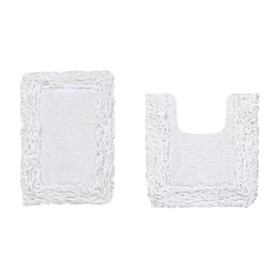 Better Trends Shaggy Border Mat Bath Rug In White