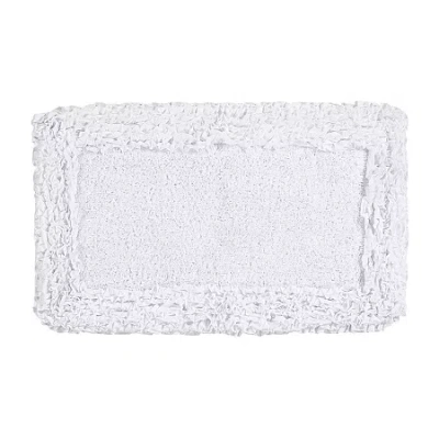 Better Trends Shaggy Border Mat Bath Rug In White