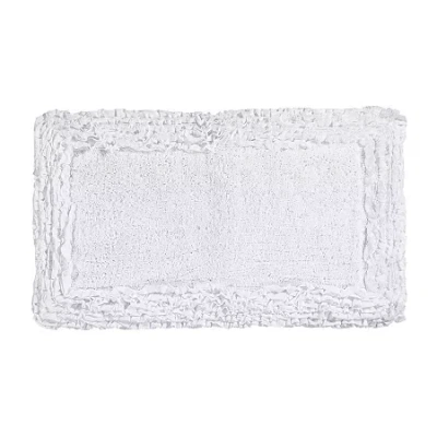 Better Trends Shaggy Border Mat Bath Rug In White