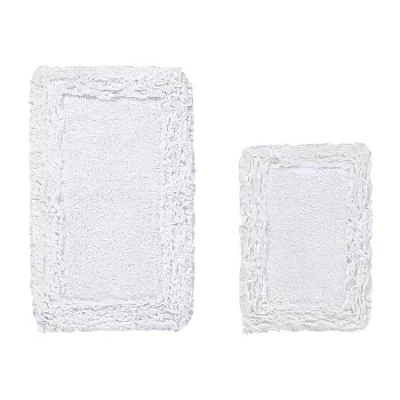 Better Trends Shaggy Border Mat Bath Rug In White