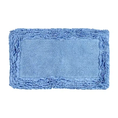 Better Trends Shaggy Border Mat Bath Rug In Blue