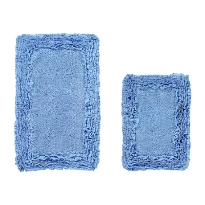 Better Trends Shaggy Border Mat Bath Rug In Blue