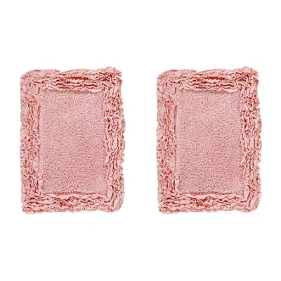 Better Trends Shaggy Border Mat Bath Rug In Pink