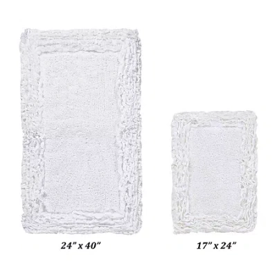Better Trends Shaggy Border Mat Bath Rug In White