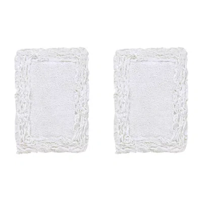 Better Trends Shaggy Border Mat Bath Rug In White