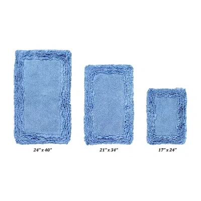 Better Trends Shaggy Border Mat Bath Rug In Blue