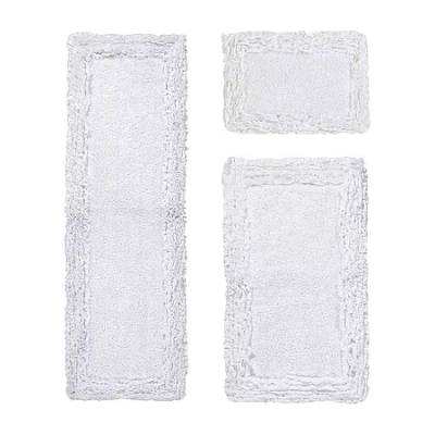 Better Trends Shaggy Border Mat Bath Rug In White