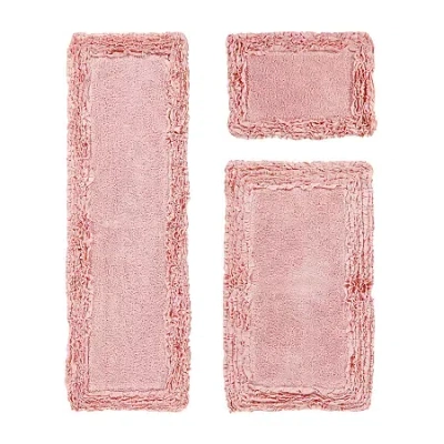Better Trends Shaggy Border Mat Bath Rug In Pink