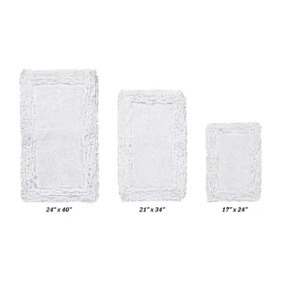 Better Trends Shaggy Border Mat Bath Rug In White