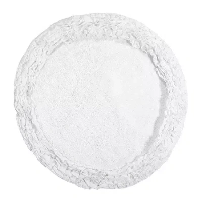 Better Trends Shaggy Border Mat Bath Rug In White