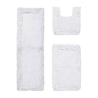 Better Trends Shaggy Border Mat Bath Rug In White
