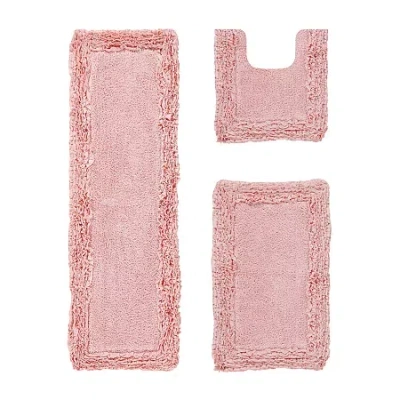 Better Trends Shaggy Border Mat Bath Rug In Pink