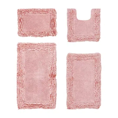 Better Trends Shaggy Border Mat Bath Rug In Pink