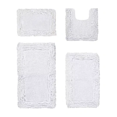 Better Trends Shaggy Border Mat Bath Rug In White