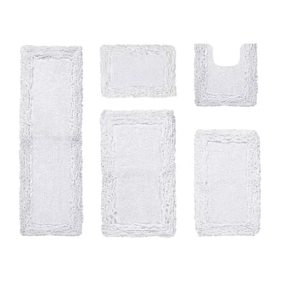 Better Trends Shaggy Border Mat Bath Rug In White