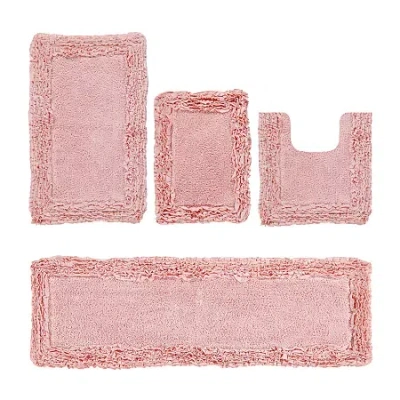 Better Trends Shaggy Border Mat Bath Rug In Pink