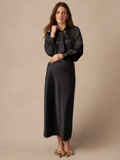 J.mclaughlin Women's Vienna Satin Blouse Black In Black