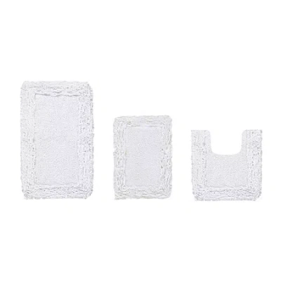 Better Trends Shaggy Border Mat Bath Rug In White