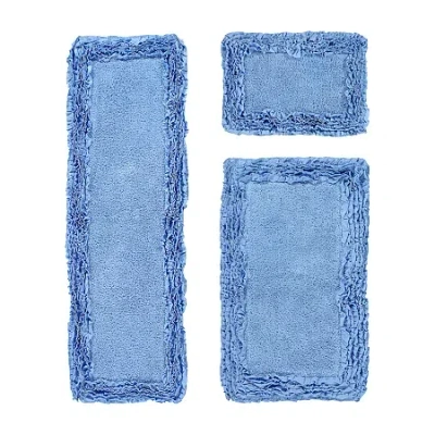 Better Trends Shaggy Border Mat Bath Rug In Blue