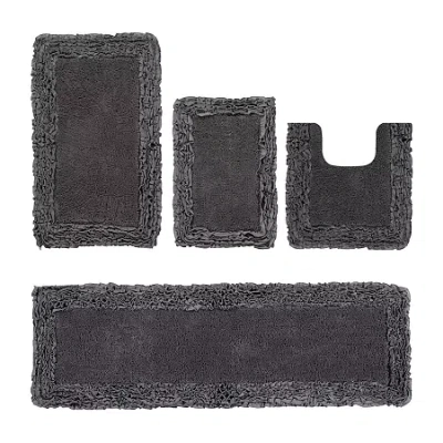 Better Trends Shaggy Border Mat Bath Rug In Gray
