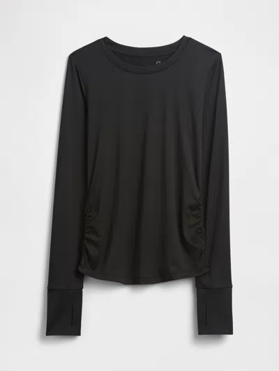 Gap Factory Gapfit Brushed Jersey Ruched T-shirt In Black