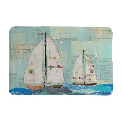 Laural Home At The Regatta Memory Foam Bath Rug In Blue