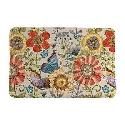 Laural Home Boho Butterfly Memory Foam Bath Rug In Red