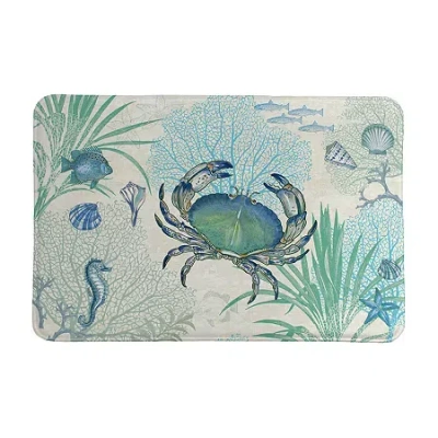 Laural Home Blue Crab Memory Foam Bath Rug In Blue