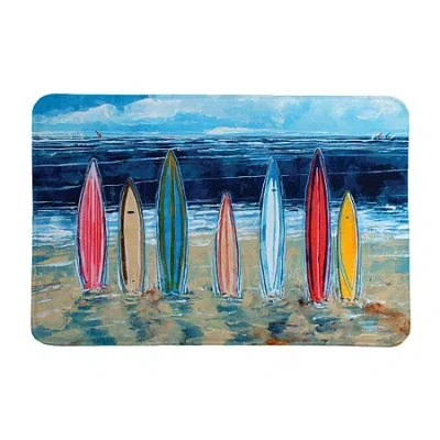 Laural Home Surfboards Memory Foam Bath Rug In Blue