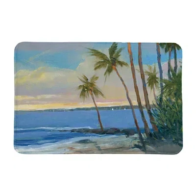 Laural Home Tropical Breeze Memory Foam Bath Rug In Blue