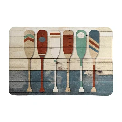 Laural Home Playful Oars Memory Foam Bath Rug In Blue