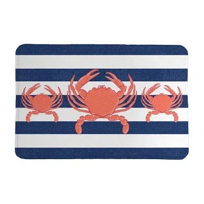 Laural Home Crab Stripe Memory Foam Bath Rug In Blue