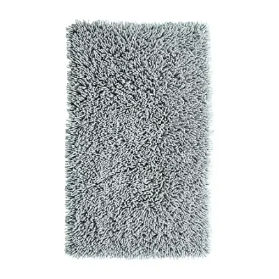 Knightsbridge Chenille Shaggy Bath Rug In Silver