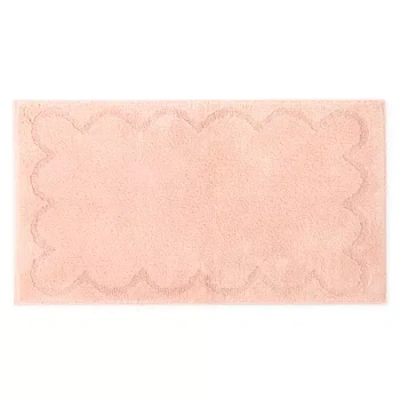 Martha Stewart Cotton Scalloped Bath Rug In Pink