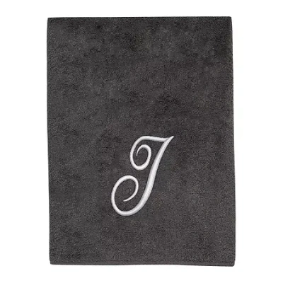 Avanti Premier Script Monogram Granite/silver Bath Towel Collection In Gray