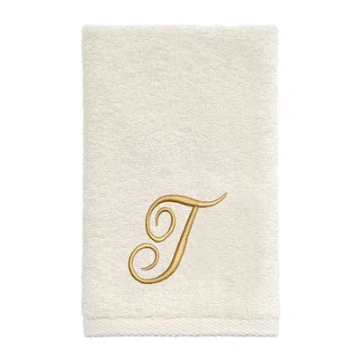 Avanti Premier Script Monogram Ivory/gold Bath Towel Collection In White
