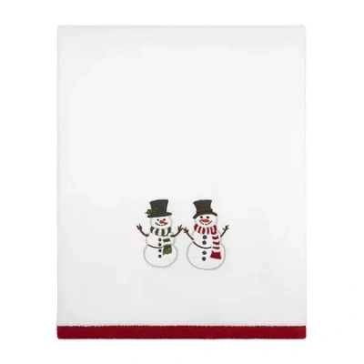Avanti Winter Snowman Embellished Holiday Bath Towel In White