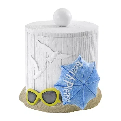 Avanti Beach Mode Hand Painted Bathroom Canister In White