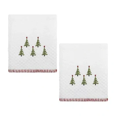 Avanti Ribbon Tree 2-pc. Embellished Hand Towel In White