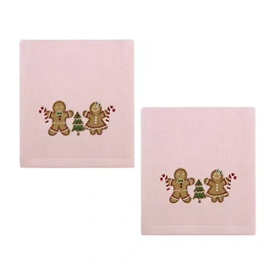 Avanti Gingerbread People 2-pc. Embellished Hand Towel In Pink