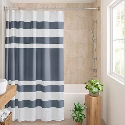 Madison Park Spa Waffle 3m Scotchgard Shower Curtain In Blue