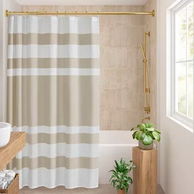 Madison Park Spa Waffle 3m Scotchgard Shower Curtain In Sand