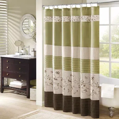 Madison Park Belle Embroidered Shower Curtain In Green