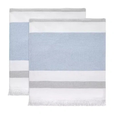 Izod Clubhouse Stripe 2-pc. Quick Dry Striped Bath Towel In Blue