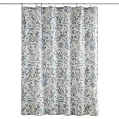 Madison Park Kairi Printed Seersucker Shower Curtain In Blue