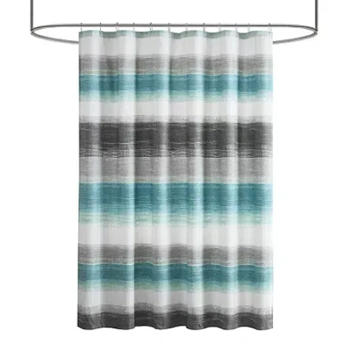 Madison Park Essentials Barret Stripe Print Shower Curtain In Blue