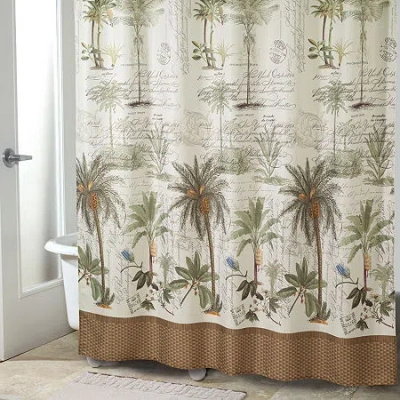Avanti Colony Palm Shower Curtain In White