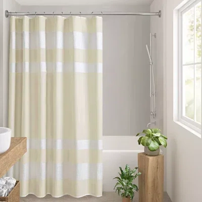 Madison Park Spa Waffle With 3m Treatment Shower Curtain In White
